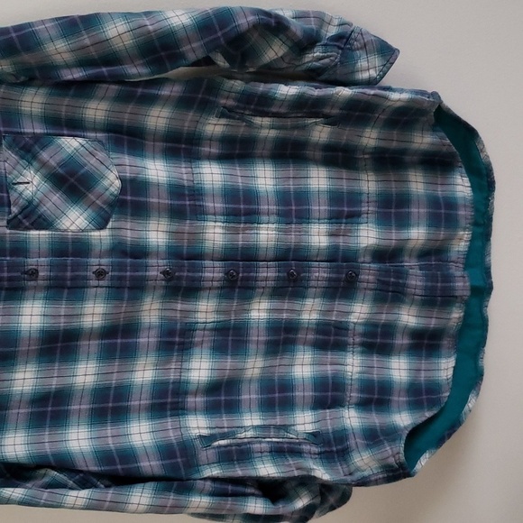 Pendleton flannel plaid teal purple button down shirt, women's size small - Picture 3 of 9